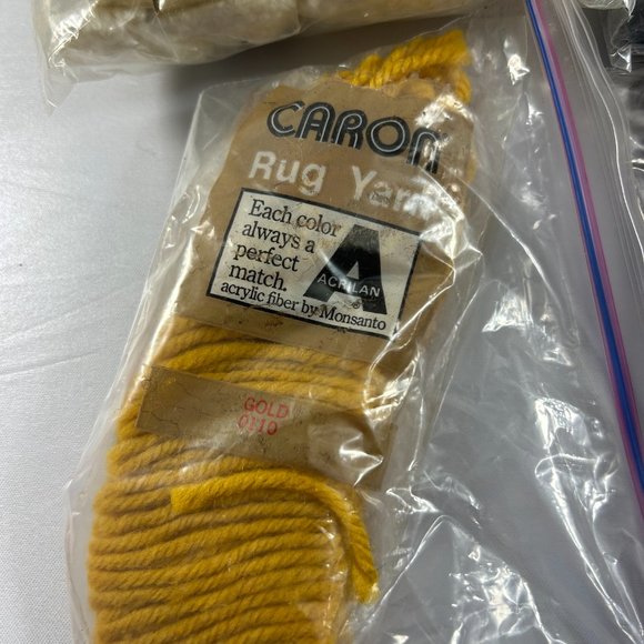 Mixed Rug Yarn Lot Precut Latch Hook Caron Red Heart Orange Green White Black - Picture 2 of 8